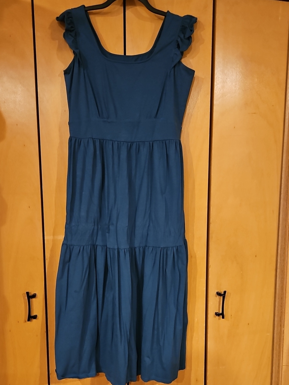 AnyBody Women's Teal Blue Tiered Maxi Dress